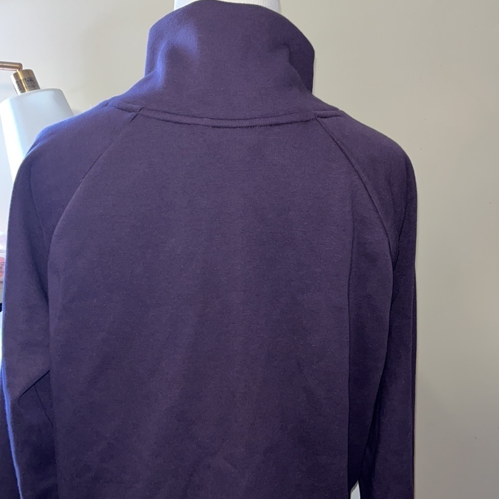 Athleta softest fleece lined crossover funnel neck pullover in grape color, M - Picture 6 of 15